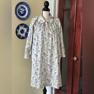 Buru | Floral Long Sleeve Retro Housecoat/Dress, Size XL